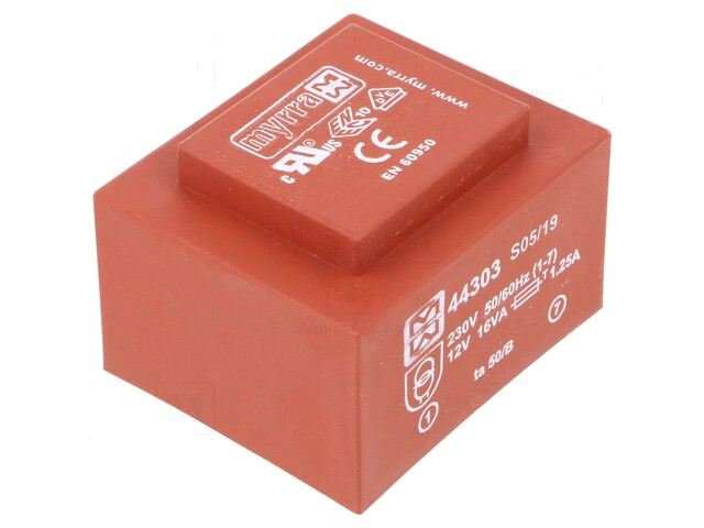 Transformator: ingegoten; 16VA; 230VAC; 12V; 1333mA; PCB Transformator: ingegoten; 16VA; 230VAC; 12V; 1333mA; PCB